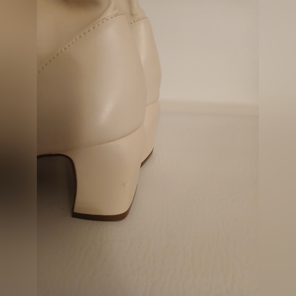 Women's Forever 21 ivory faux leather muss calf length boot Sz8M side zip - Picture 14 of 14